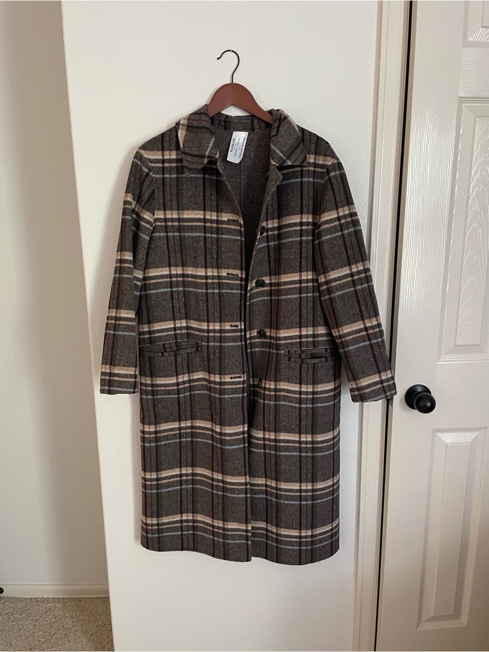 Banana Republic reversible Plaid Coat in Brown and Cream